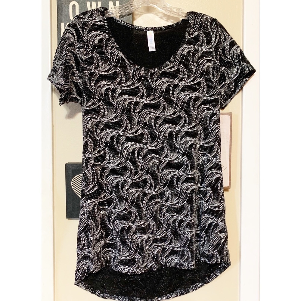 LuLaRoe Silver Sparkle Glittery Classic Tee